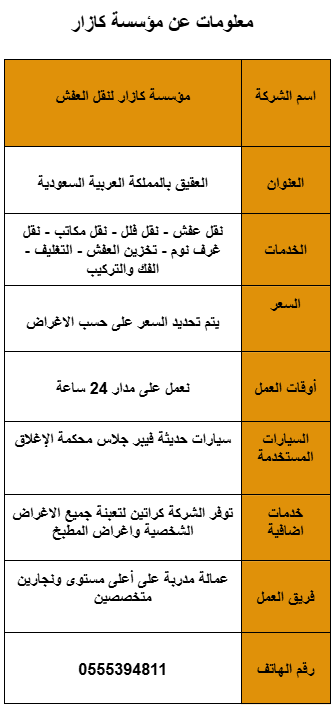 شركة نقل عفش بالعقيق