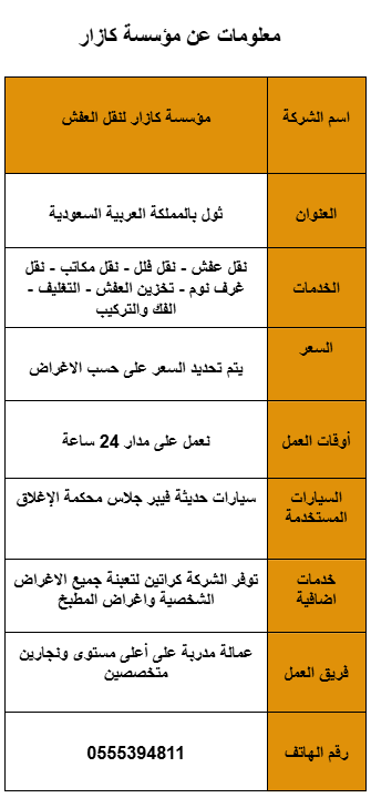 شركة نقل عفش بثول